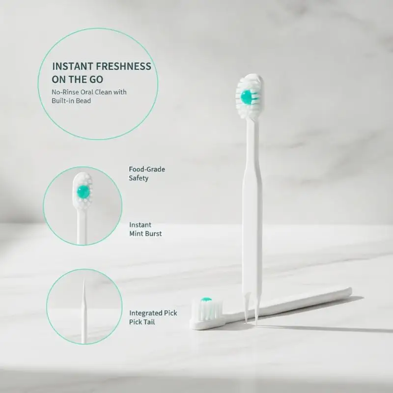 Disposable Exploded Beads Toothbrush Portable Airline Approved Travel Brush with Dental Floss for Flight Trips