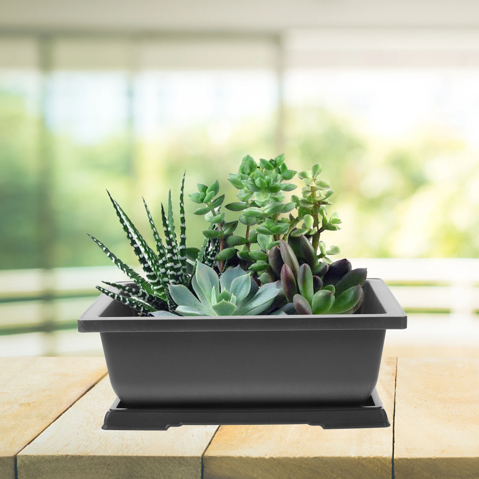 

1Rectangular Succulent Planter Plastic Black Creative Flower Pot Unique Planters Indoor Outdoor Balcony Decorative Container