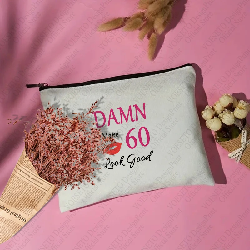 Damn i make-Bolsa de maquillaje con 60 patrones, bolsa de almacenamiento de inodoro de viaje, organizador con cremallera para regalo de fiesta, bolsa de cosméticos, 1 unidad