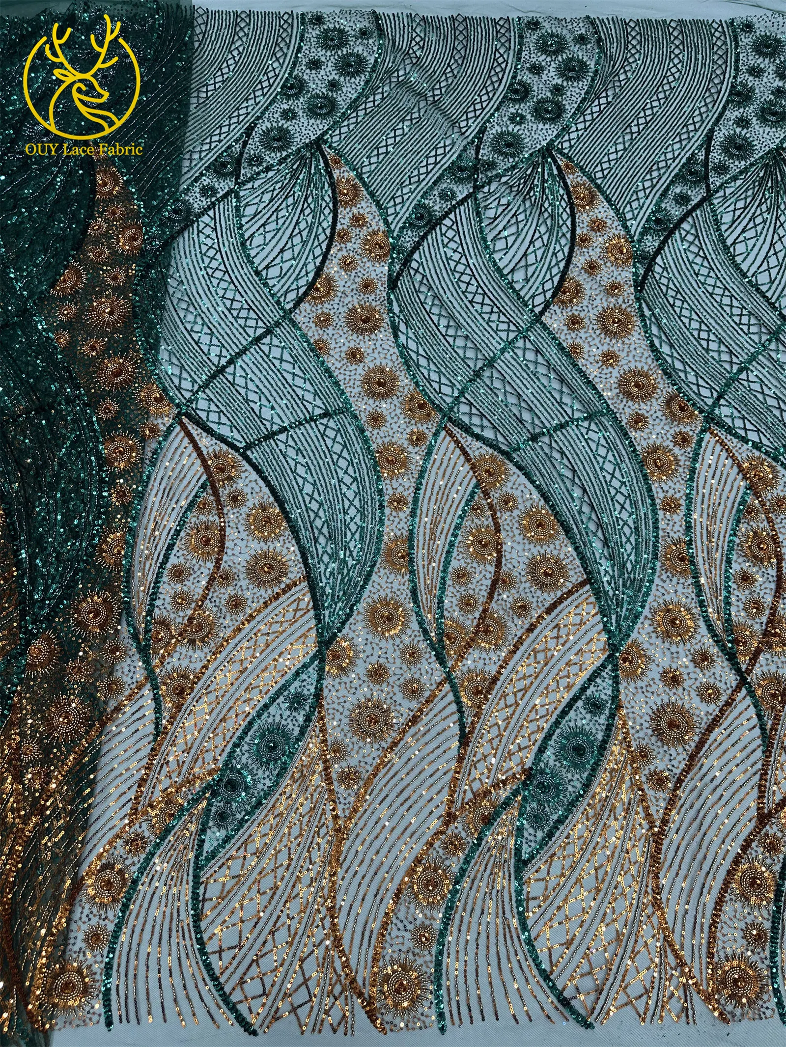 Prestige Luxury Ladies Wedding Dress Luxury French Sequin Mesh Lace Fabric 2025 High Quality Dubai Beaded Tulle Lace Fabrics