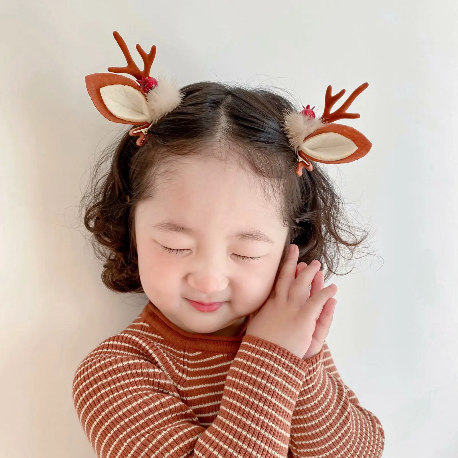 2pcs/Set Kawaii Christmas Elk Ear Hair Clip Women Girl Santa Snowman Hairpin Xmas Party Barrettes For Kids Cosplay Headwear