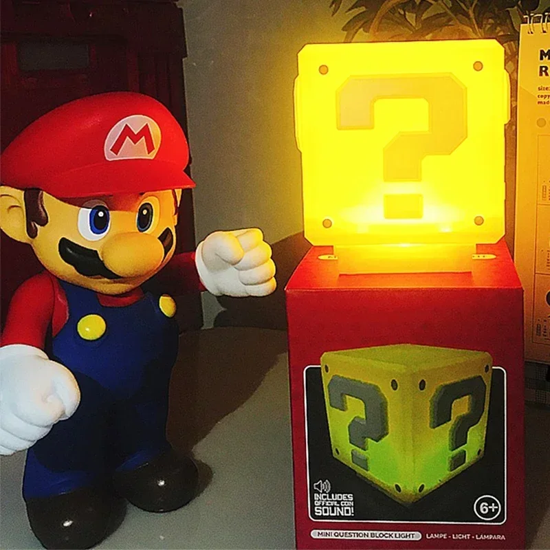 Hot Anime Super Mario Figure Bros Led punto interrogativo Brick Night Light ricarica Usb lampada da tavolo statua luce decorativa regali per bambini