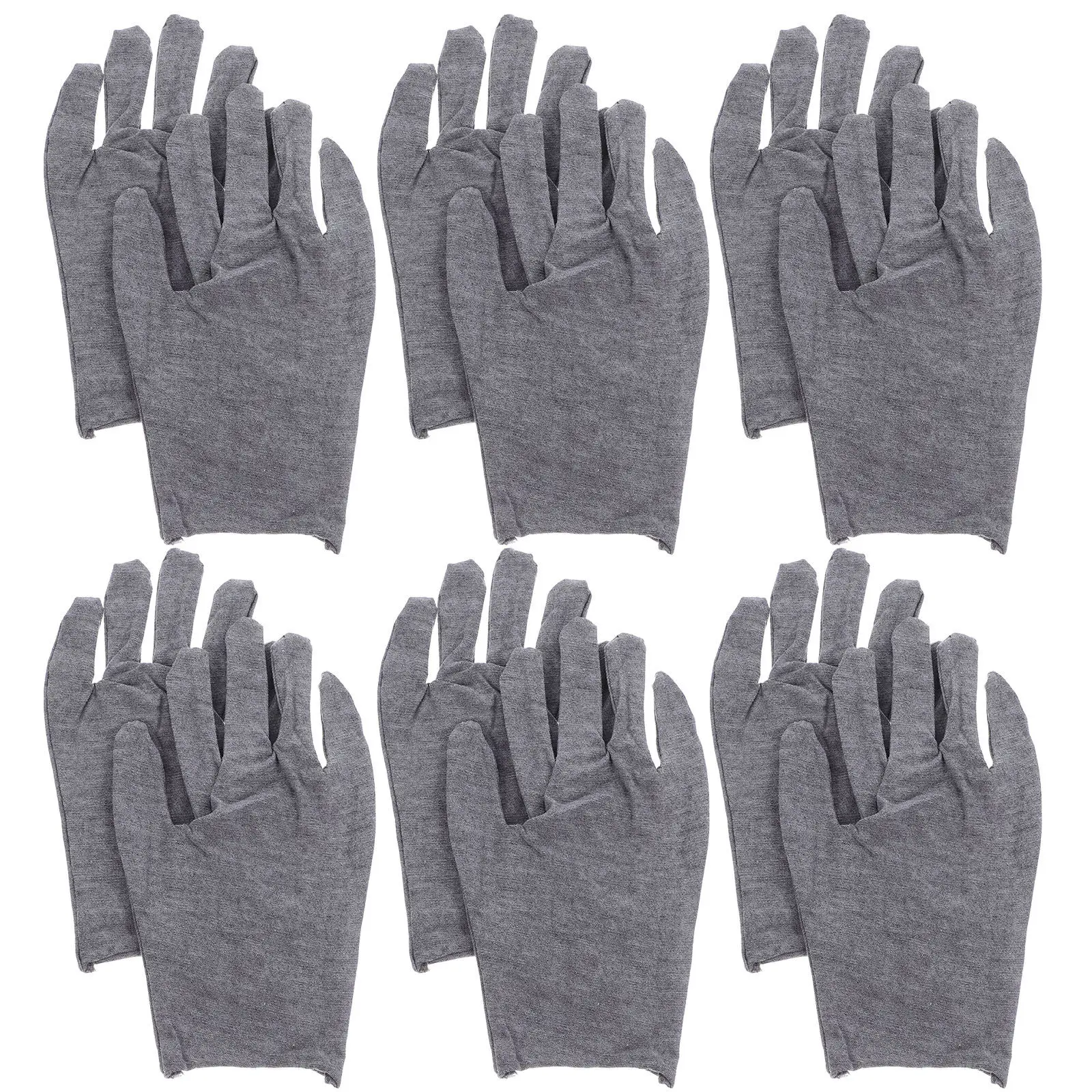 

12Pcs Grey Cotton Gloves Soft Breathable Non Slip Work Gloves for Traffic Control Ceremonies Labor Protection Industrial Use