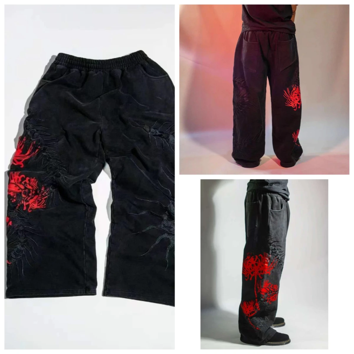 

American street straight trousers high street washed distressed straight trousers for couples fashionable casual sports trousers