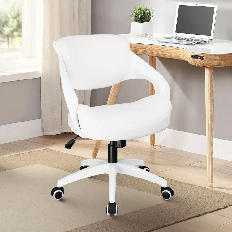 Silla ergonómica de escritorio para ordenador de oficina, soporte Lumbar, giratoria de 360 °, Blanca