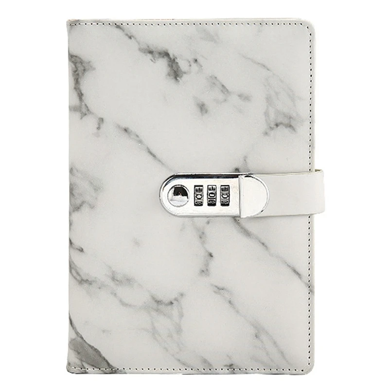 A5 Marble Texture Journal Writing with Combination Lock Personal Travel Diary Office Notepad Agenda -