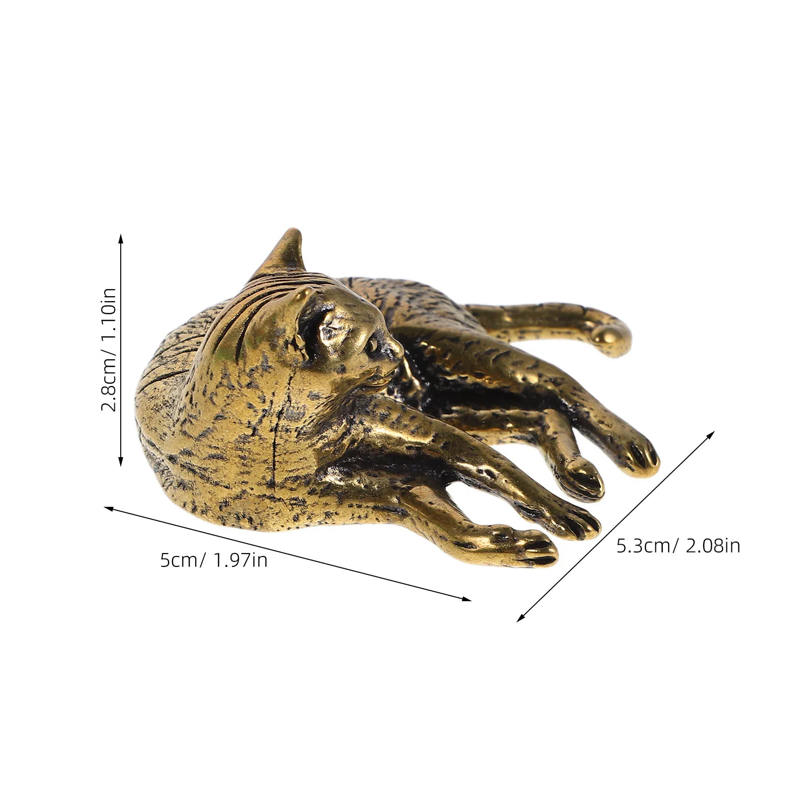 รูปปั้นแมวทองเหลืองโบราณ งานประติมากรรมลูกแมวสีบรอนซ์ ของตกแต่งบ้าน สไตล์เรโทร รูปปั้นสัตว์ ของประดับตกแต่งโต๊ะ ชั้นวางของ