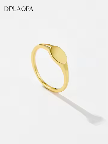 DPLAOPA 925 Sterling Silver Gold Signet Ring Women Definite Luxury Jewelry Screw Fine Jewelry Fashion Round Wedding Jewels