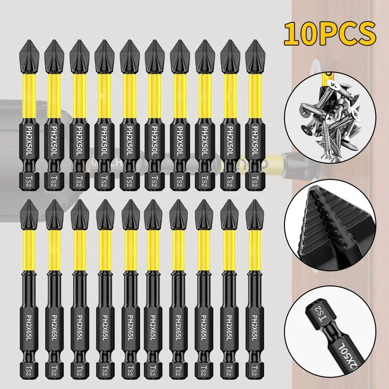 Anti-Slip and Shock-Proof Bits Screwdriver Bits High Hardness Strong Magnetic 25/50/65/70/90/150mm Ph2 Screwdriver Set