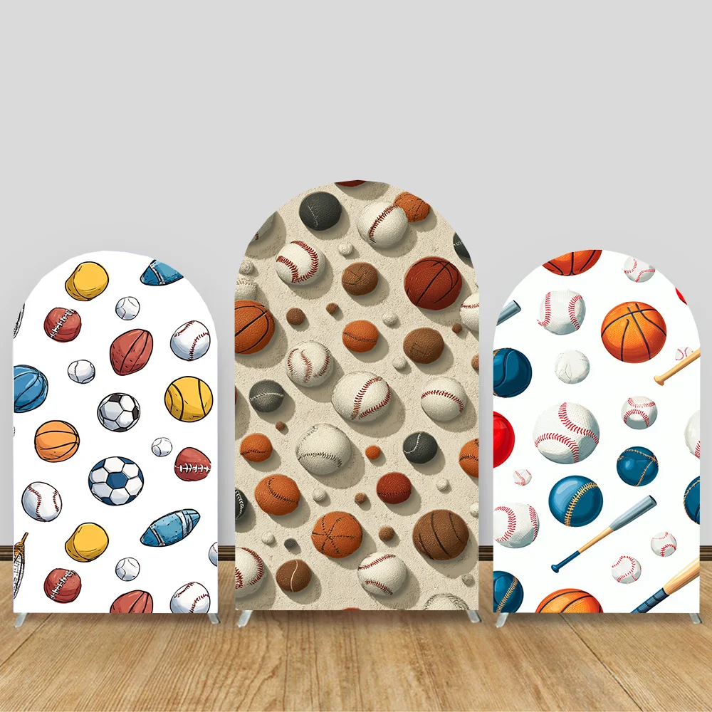 

Custom 2-Sided Sports Football Baseball Boy 1st Birthday Party Baby Shower Cover Chiara Arch Background Decor Backdrop