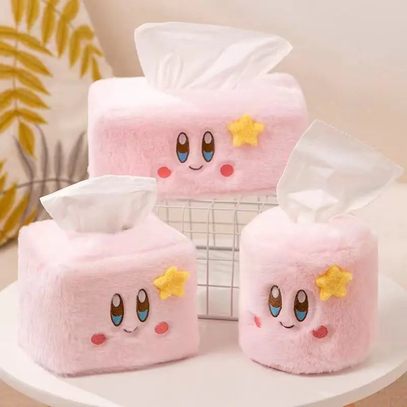 

Hot Sale Anime Star Kirby Girl Plush Toy Cartoon Tissue Box Car Tissue Storage Box Desktop Pink Tissue Cover Room Decor Kid Gift