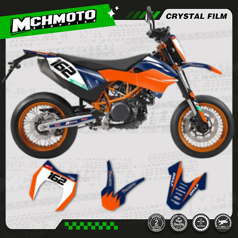 MCHMFG ل KTM SMC-R 690 2012-2018 دراجة نارية الرسومات خلفية الشارات ملصقات بمادة لاصقة أطقم رقم اسم مخصص #2