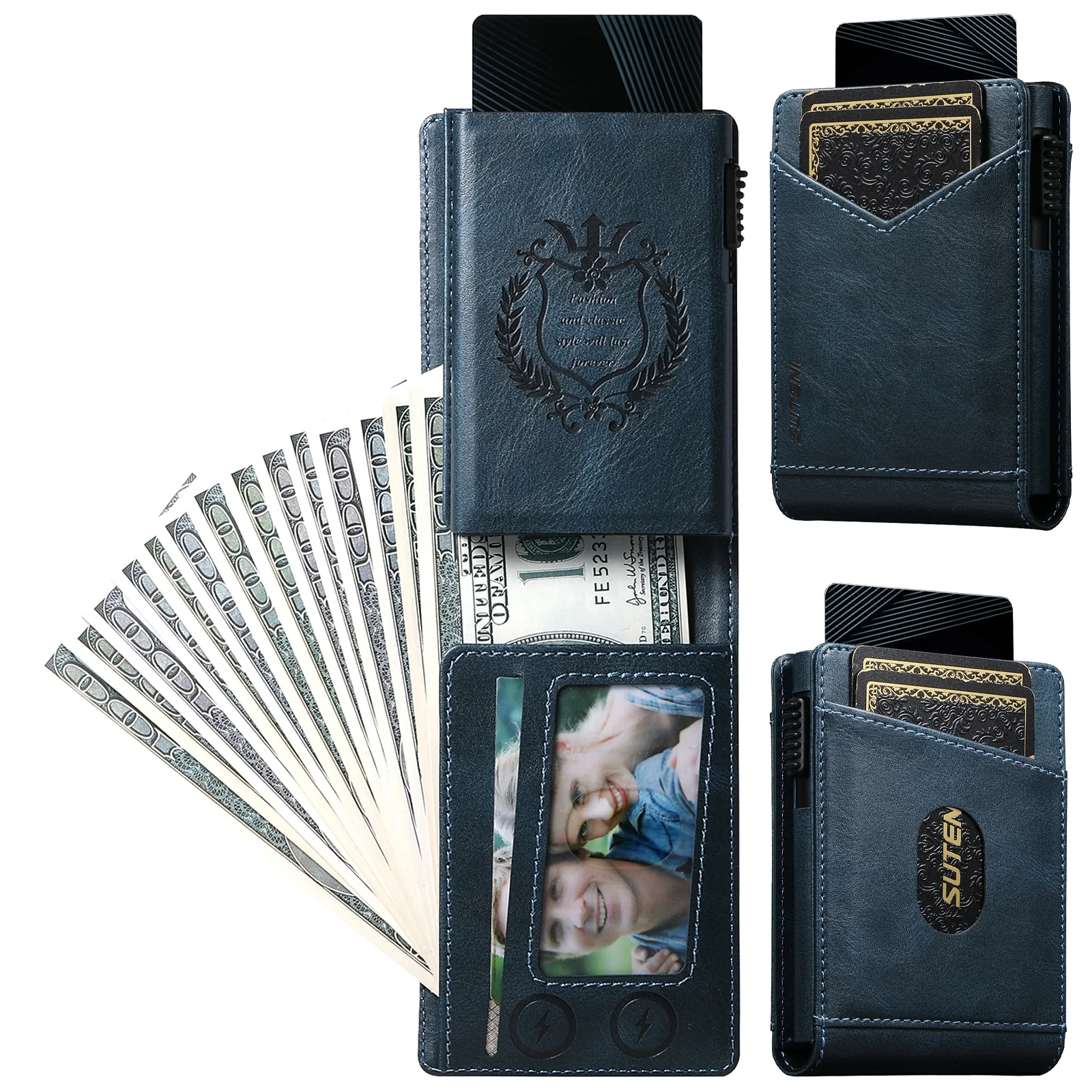 RFID-Schutz Kartenfach Multifunktionale Brieftasche Flip Hochwertige PU-Leder Kartenbox Modischer Automatischer Kartenhalter – Detail 10
