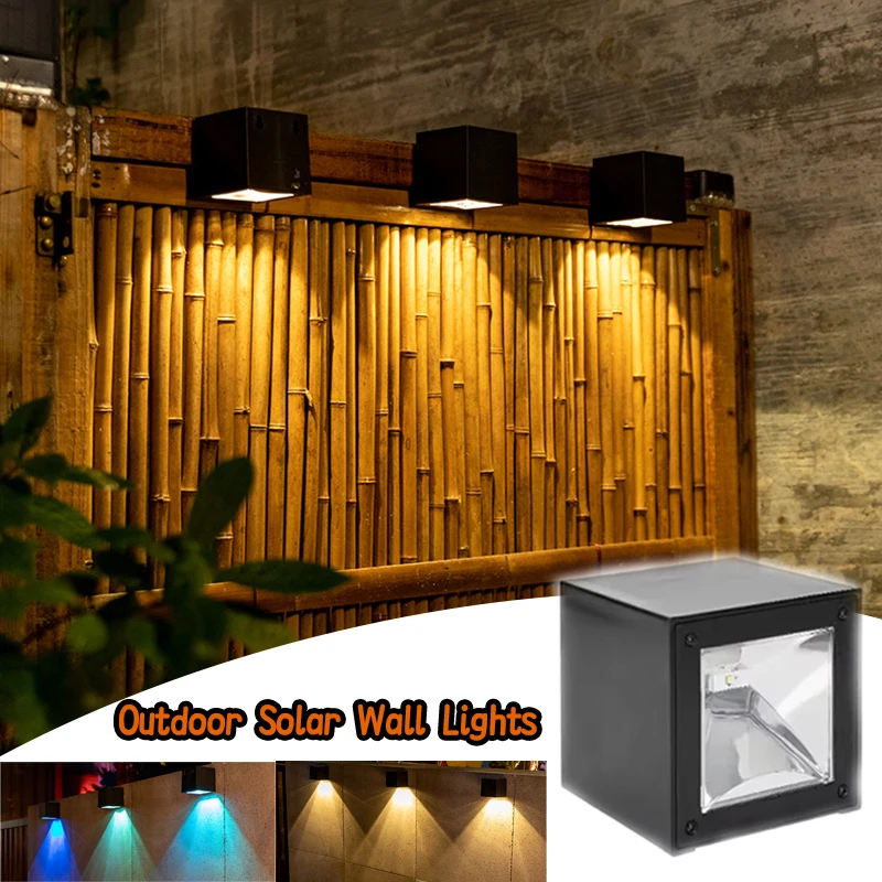 ソーラーライト屋外-led-ガーデンスクエアウォールランプ太陽光センサー-ip65-防水中庭庭バルコニーフェンス装飾照明