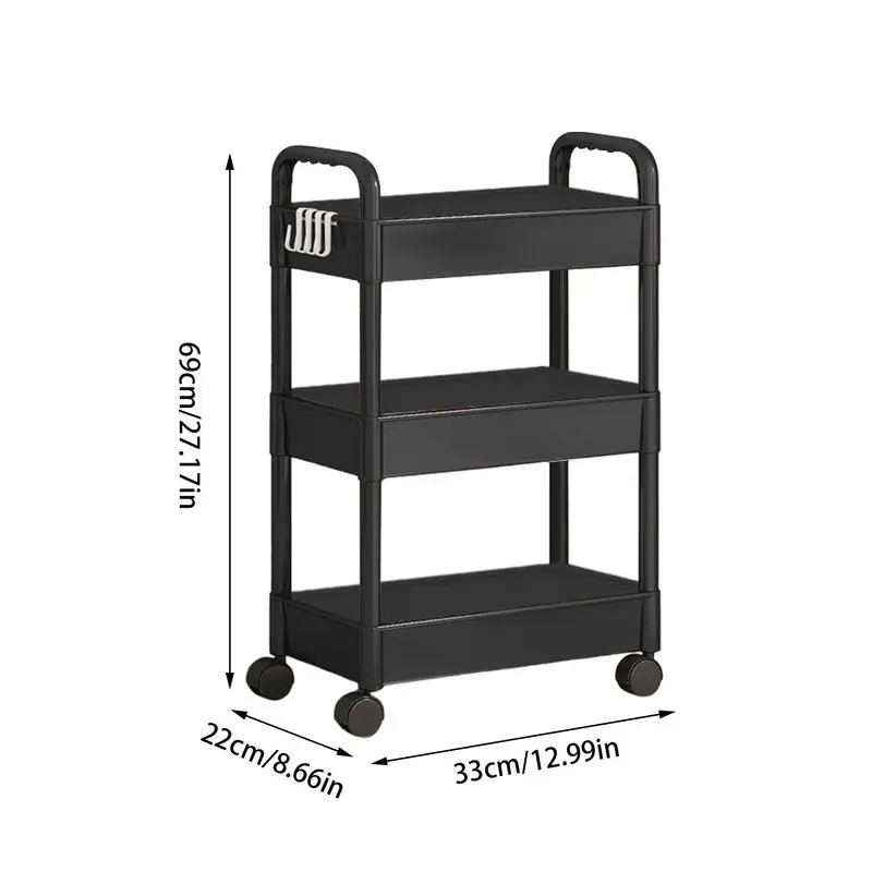 kitchen Storage Cart On Wheels Rolling Cart Organizer Utility Cart Snack Cart Rolling Shelf Book Cart Movable Storage Organizer