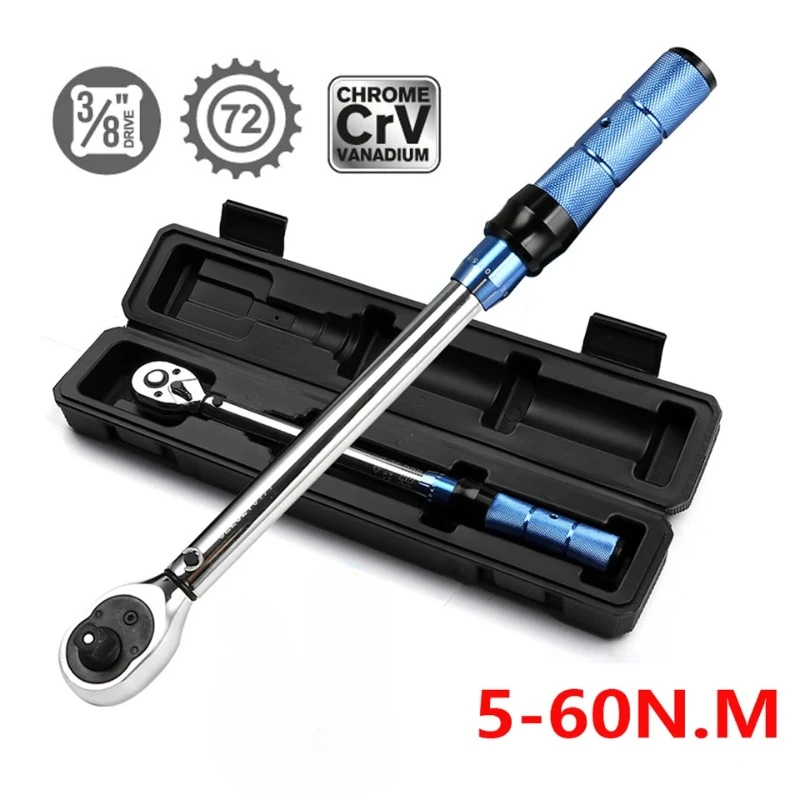 

3/8 Inch Torque Wrench 5-60Nm High Precision Torque Spanner Key for Professional Automotive Bicycle Repairs Square Drive Tool