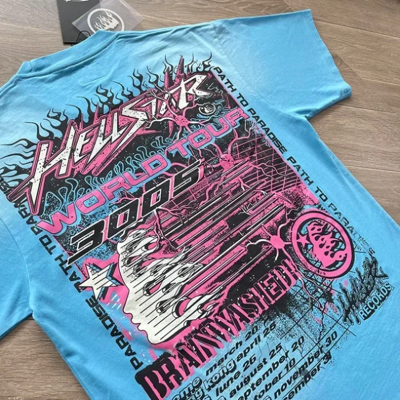 

24ss Hell Star Future Short Sleeve For Men Women 1:1 Best Quality Printing Pure Cotton Oversized Casual T Shirt