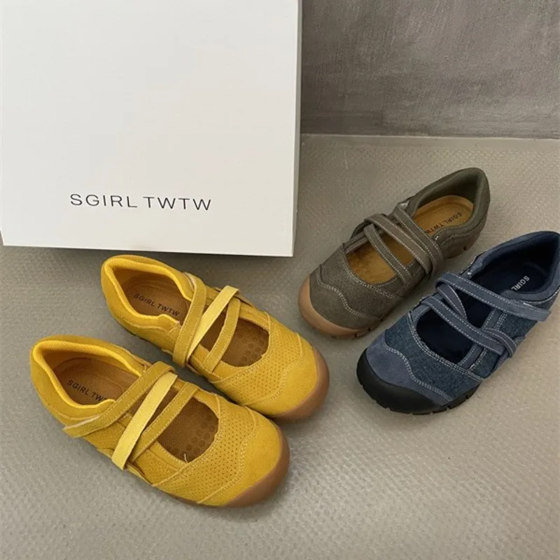 

Японские повседневные туфли Мэри Джейн с мелким горлышком, женские дышащие универсальные спортивные кроссовки на липучке на шнуровке