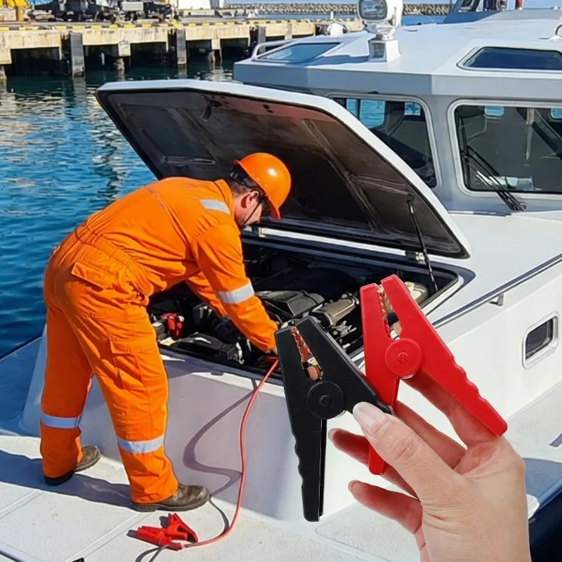 Red Black Alligator Clips Large Automotive Replacement Batteries 100A Alligator Insulating Clips Jumper Cables Boost Clamps