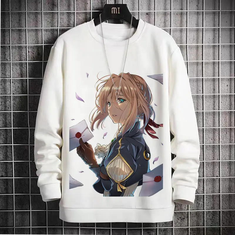 

Anime Game Evergarden Crewneck Sweatshirt Unisex Youth Violet Fleece Winter Clothing