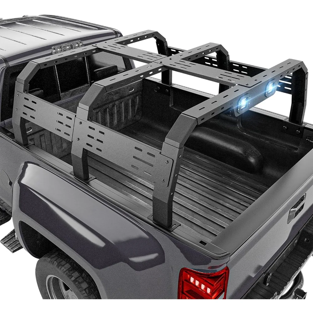 

SUORTO 22.3" Overland Truck Bed Racks with 2 LED Lights Compatible with F150/Silverado & Sierra 1500/Ram 1500/Tundra/Titan/Front