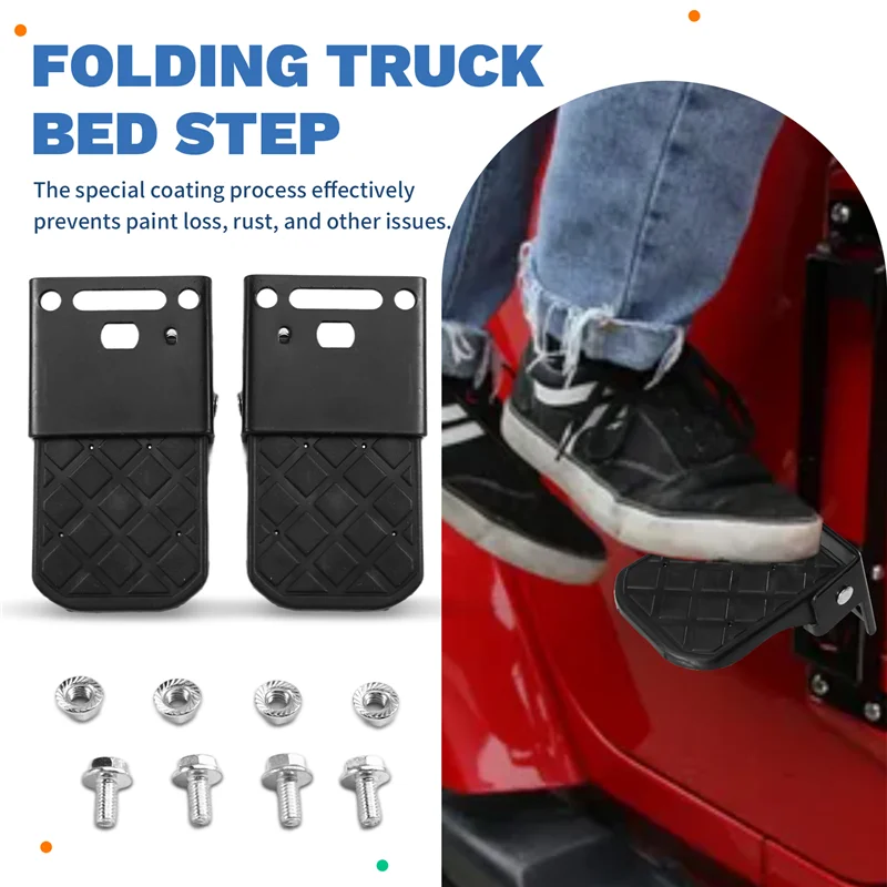 A45F-2PCS شاحنة قابلة للطي السرير خطوة المضادة للانزلاق ل قارب مقطورة الوفير شاحنة صغيرة الباب الخلفي سلم المعسكر RV الأجزاء الخارجية