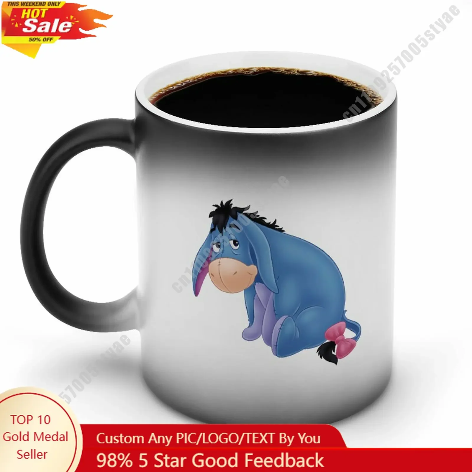 

Eeyore Color Changing Mug Disney Cartoon Custom Personalized Photo Printing DIY Coffee Cup Birthday Gift Ceramic Mug