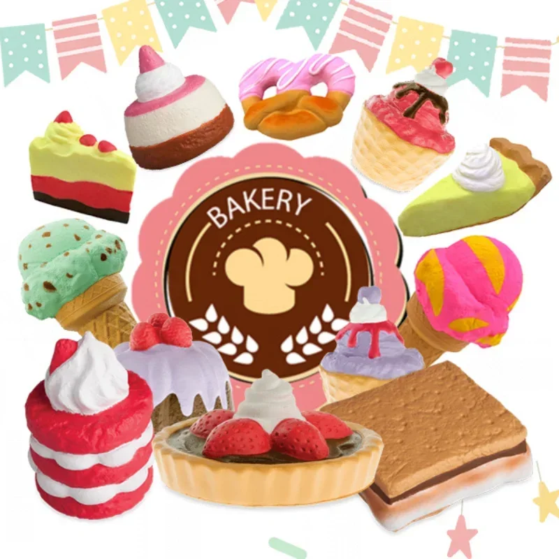 

Original Cute Kawaii Squeeze Miniature Soft Stress Relief Cake Dessert Food Anime Figure Capsule Toys Gift Items