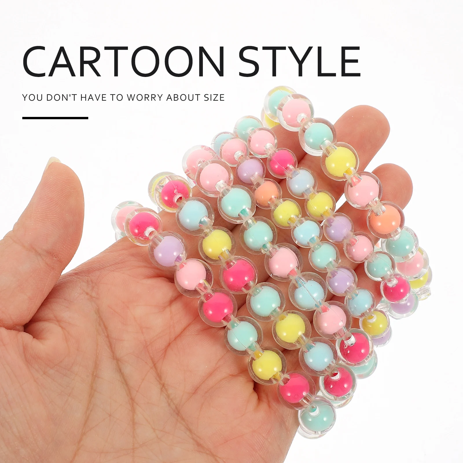 

6pcs Lollipop Beaded Bracelets Kids Jewelry Toddler Elastic Wrist Chains String Bracelet Pack Colorful Premium Plastic