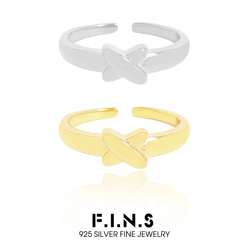 

F.I.N.S оригинальное минималистское кольцо из стерлингового серебра S925 с X-образным узлом для женщин, простое открытое регулируемое кольцо на средний палец, ювелирное изделие, подарок