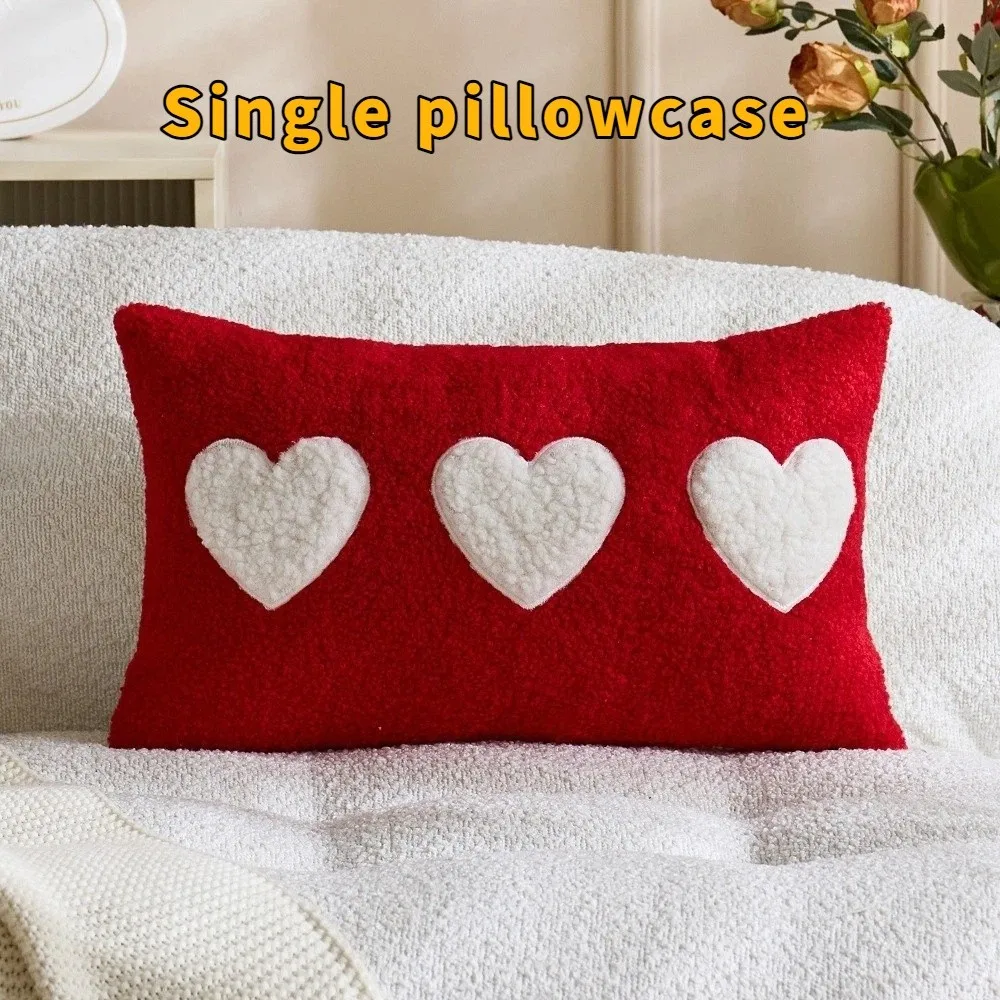 

Cushion Cover 30*50cm Valentine's Day Pillowcase Decorative Concealed Zipper Love Pillowcase Detachable Soft Pillow Towel Gift