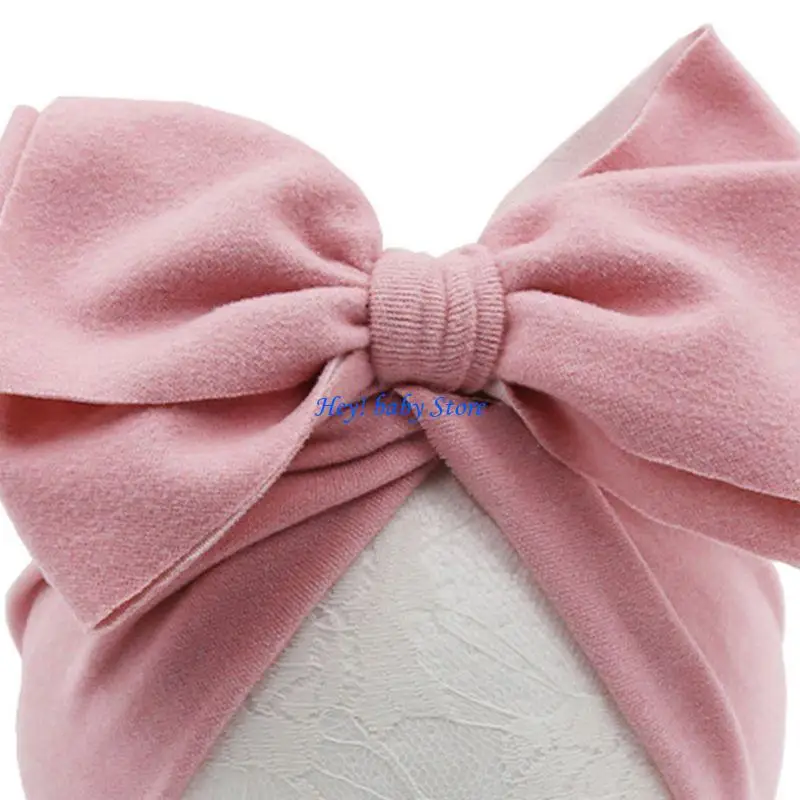 

Q1FE Girls Big Bow Turban Hat Newborn Photography Props Infant Baby Beanie Cap
