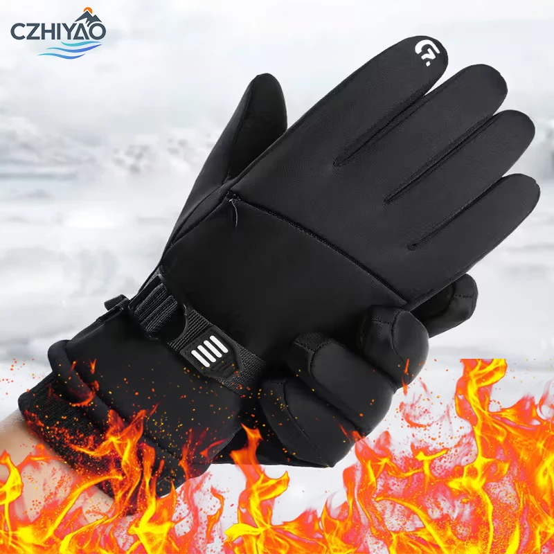 

CZHIYAO Winter Waterproof Skiing Gloves With Warm Windproof Cold Resistant Touch Screen Fingers Running Driving Cycling Hiking