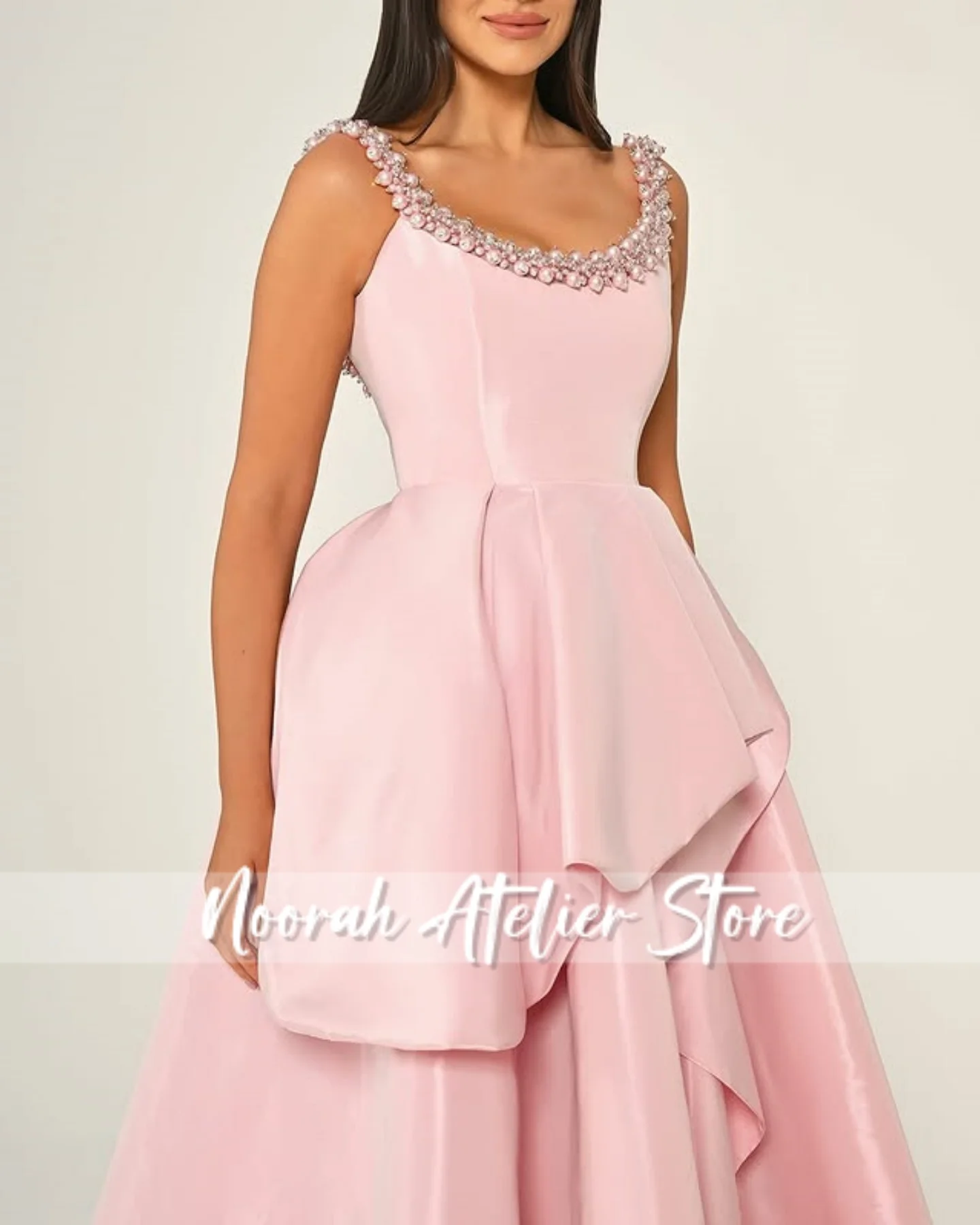 Elegant Pink pearls Pink Halter New Luxury Women's Evening Dresses 2025 Dubai Aline Celebrity Dress Prom Gown Vestido Customized