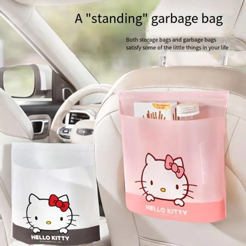 Sanrio Hello Kitty Car Garbage Bag Garbage Can Cleaning Bag Sticky Storage Bag Universal Water Proof High Capacity New 2024 Hot