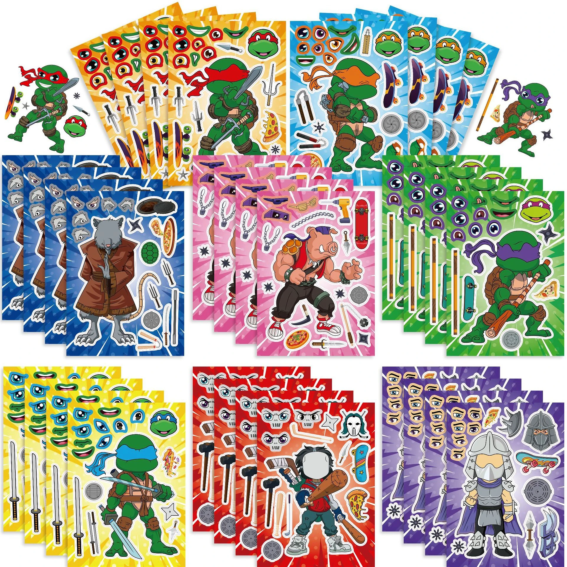 

Teenage Mutant Ninja Turtles 8pcs Stickers Set Cartoon Figure DIY Puzzle New Anime Make-a-Face Assemble Jigsaw StickerToys Gift