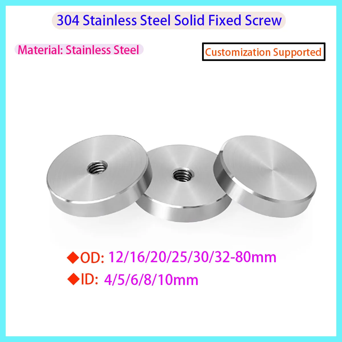 M6 M8 M10 Thread Circular Glass Table Disc Top Adapter Hardware Diameter 30/40/50/60mm
