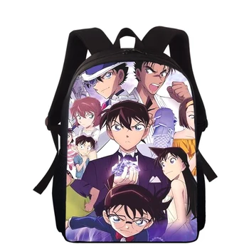 Detective Conan-mochila con estampado 3D de Anime para niños y niñas, morral escolar de 15 pulgadas, mochilas para libros