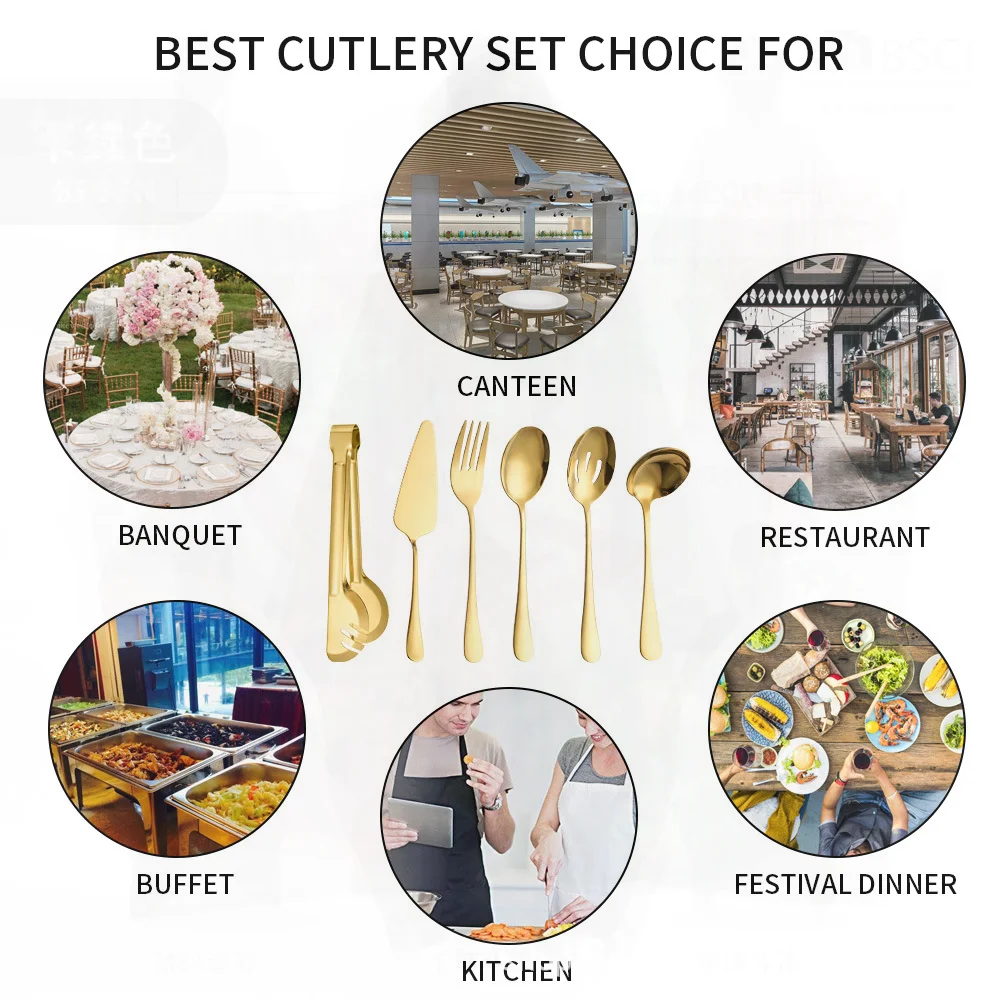 

Stainless Steel Tableware Set Multi-use Food Steak Clip Service - 2pcs Fork Spoon Colander Common Pieces Modern Minimalist