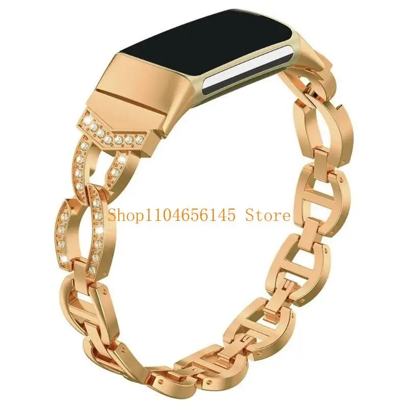 

5asd Watch Strap, Stainless Steel Replacement Bracelet, Rhinestones Bands For Charge 5 Women Men