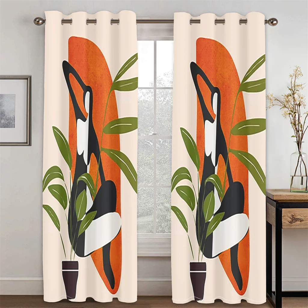 

Nordic Minimalist Style Curtains Plant Vase Printed Curtains Family Living Room Bedroom Balcony Kitchen Decor 2 Panels