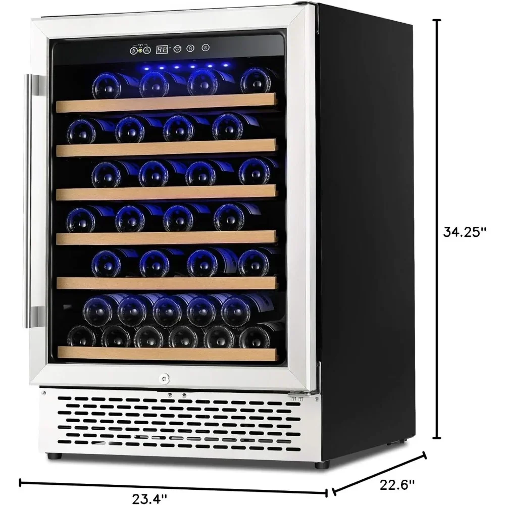 Wine Fridge with 2 Locks, Humidity Control Intelligent Digital Upgrade, Freestanding and Built-in, Wine Cooler