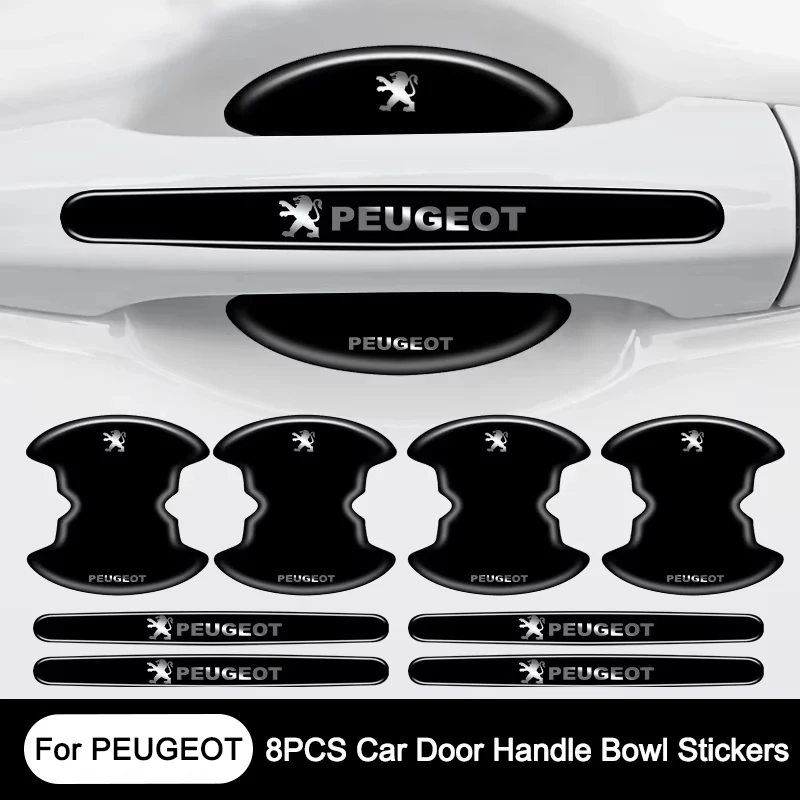 مقبض باب السيارة السلطانية ملصقات واقية مقبض السيارة المضادة للتصادم قطاع لبيجو 206 307 308 3008 207 208 408 508 2008 5008 #6