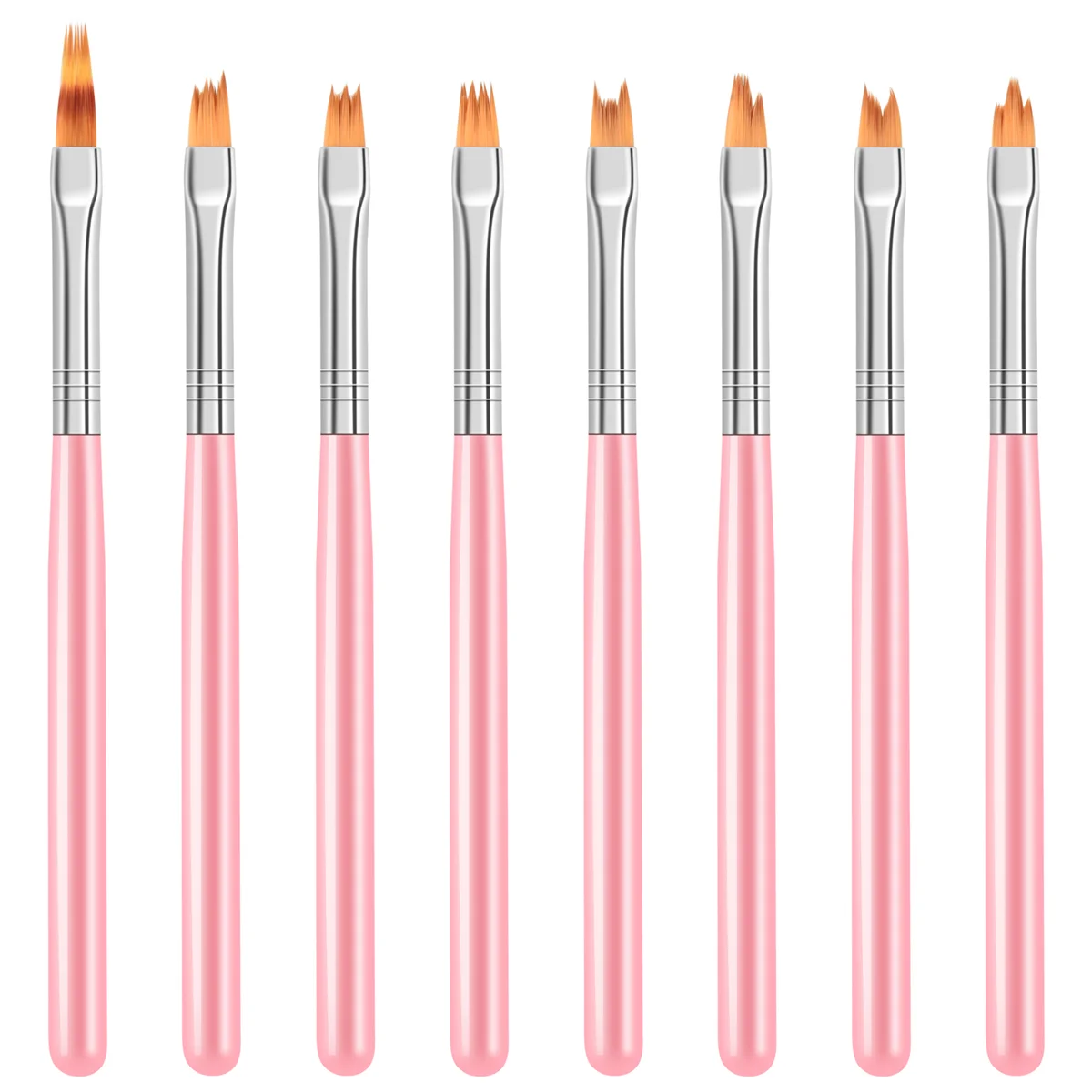 Super Deals 8Pcs Color Paint Pen Set Pink Petal Pen Nail Brush Short Nail Brush