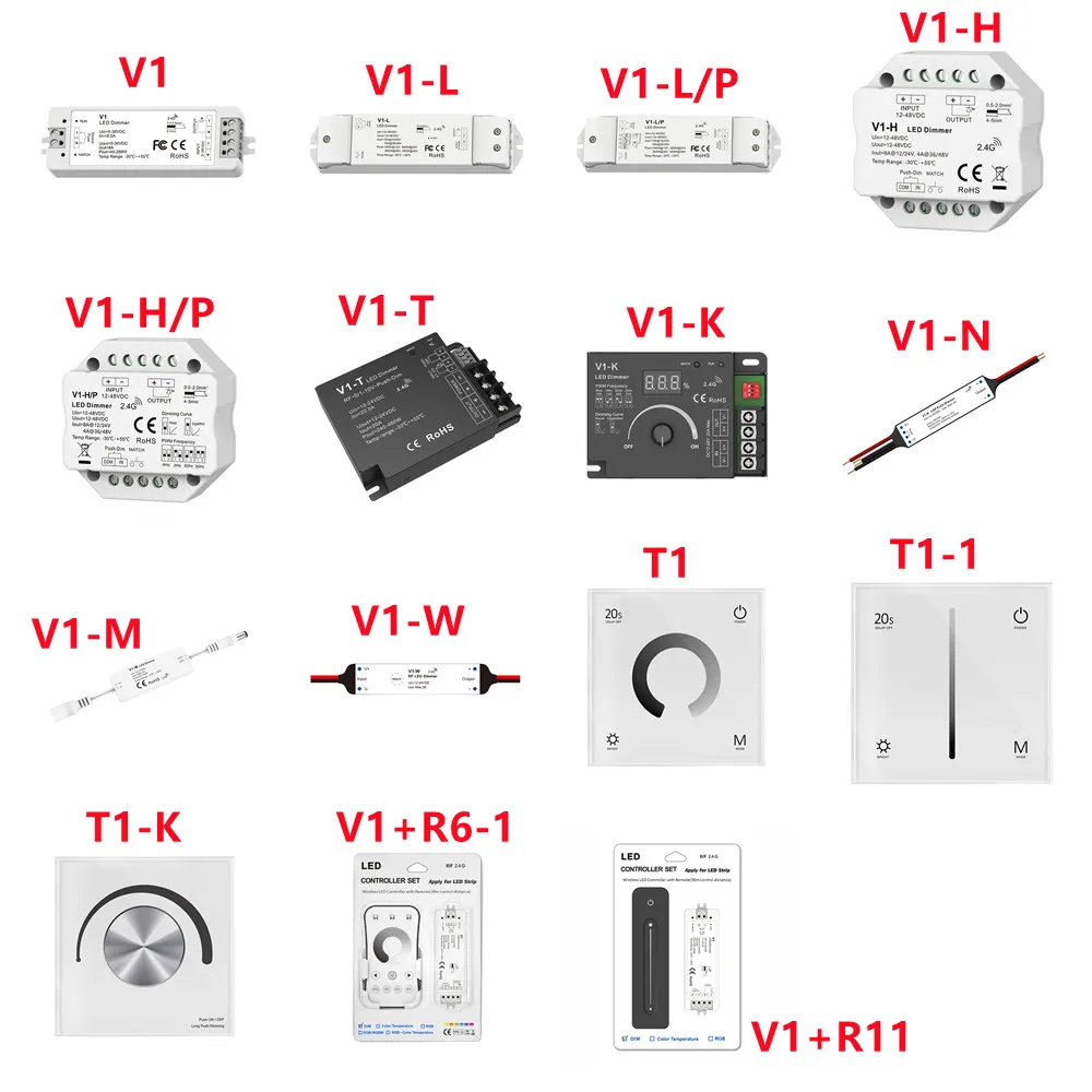 Skydance V1 V1-L V1-K V1-T LED Dimmer Controller 1/3/4 Channel Dimmer WiFi 2.4G RF Touch CV Controller For Single Led Strip