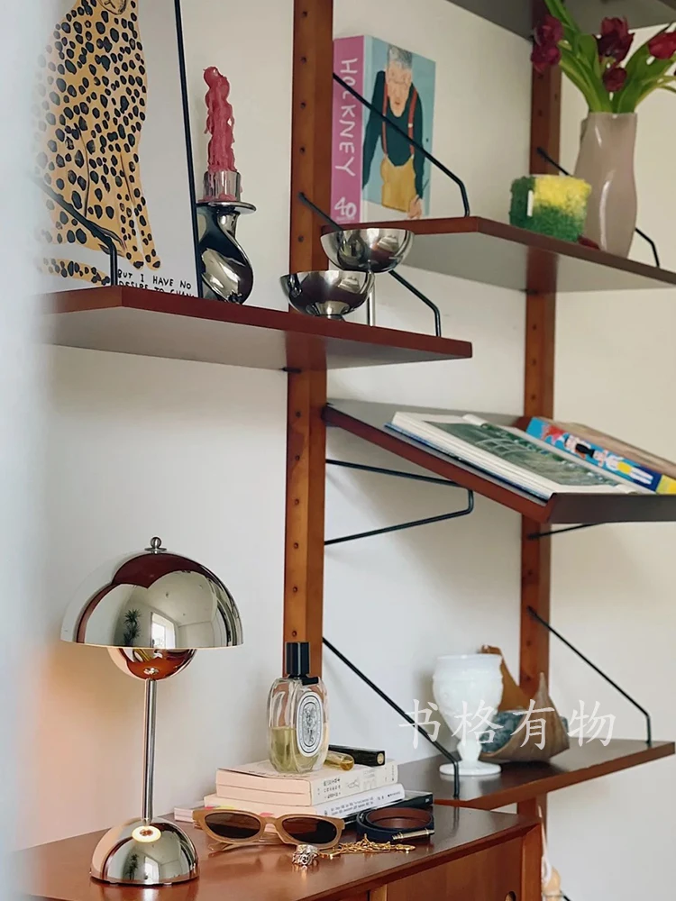 Wall-mounted bookshelf One-word wall shelf Display rack Adjustable multi-layer solid wood storage rack