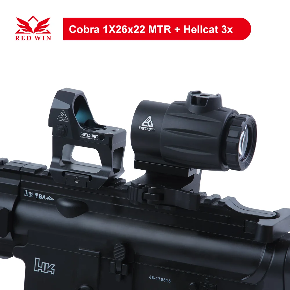 

Red Win HD Cobra 1x26x22 MTR Red Dot Scope Shake Awaked RMR Riser Mount Flip to Side Hellcat 3x Magnifier for AR15 GLOCK 17 9mm