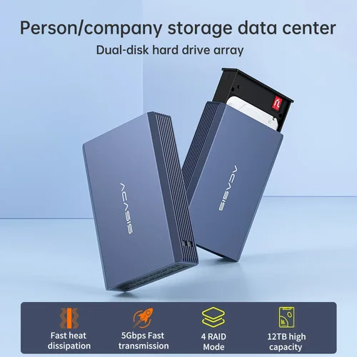 Imagen 2 del producto Acasis-carcasa para disco duro externo de 2,5 pulgadas, carcasa para HDD, SSD, RAID Array tipo C, 2,5""