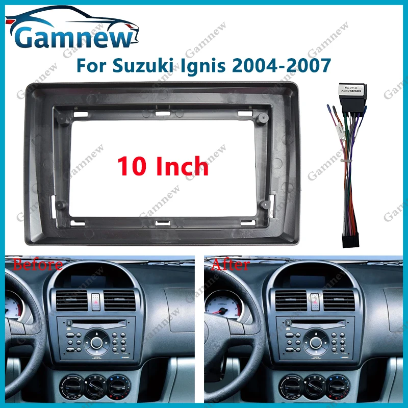 

10-дюймовый автомобильный каркасный адаптер для кабеля для Suzuki Ignis 2004-2007 Android Radio, комплект панели для монтажа приборной панели