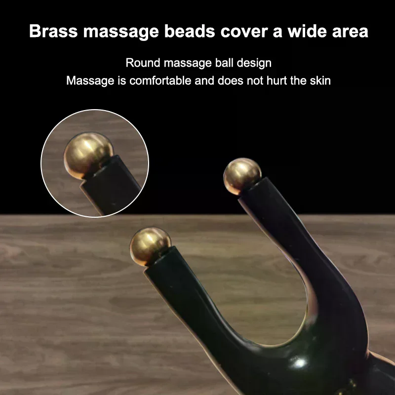 Nose Guasha Massage Tool Meridian Brush Brass Bead Handheld Comb Antistatic For Face Nose Eye Relaxation Spot Meridians Acupoint